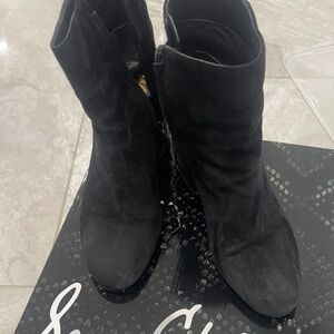 Sam Edelman Black Suede Heeled Boots